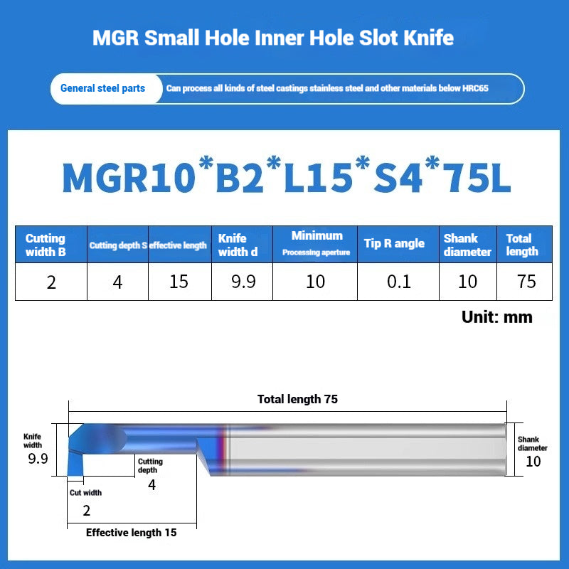 1134-MGR small bore groove cutter wear-resistant micro groove hook cutter CNC tungsten steel alloy small bore cutting groove turning tool Shandong Denso Pricision Tools Co.,Ltd.